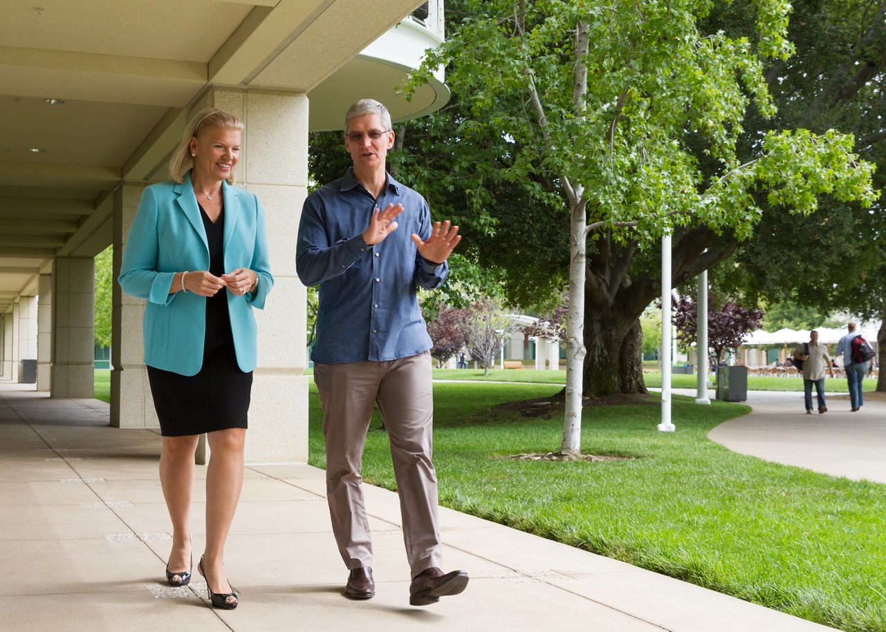 Tim Cook en Ginny Rometty, CEO's van Apple en IBM