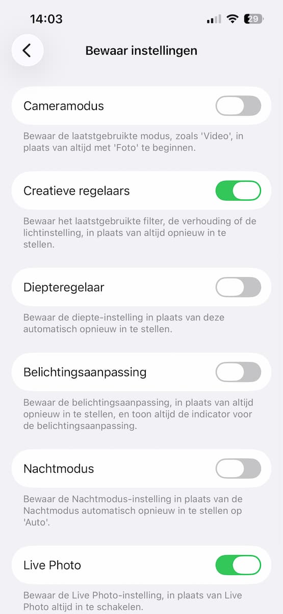 Instructiefoto: Gebruik meteen een filter