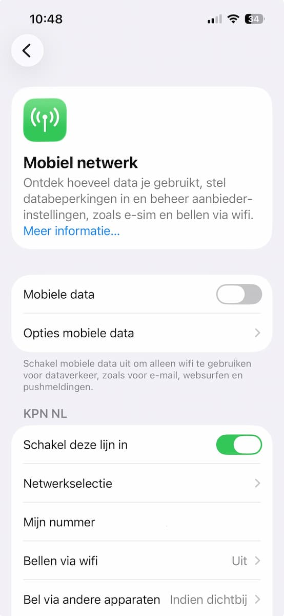Instructiefoto: Mobiele data uitzetten