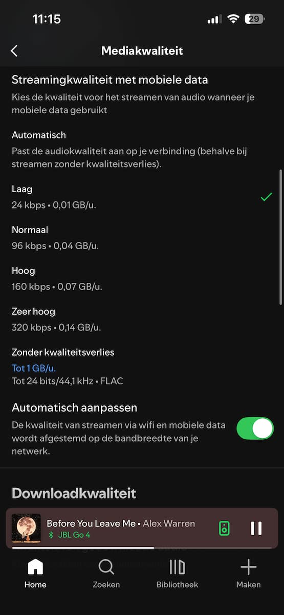 Instructiefoto: Verminder streamkwaliteit
