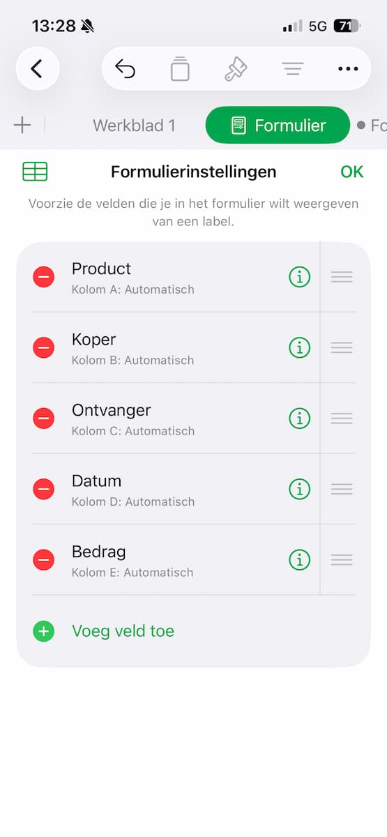 Instructiefoto: Namen