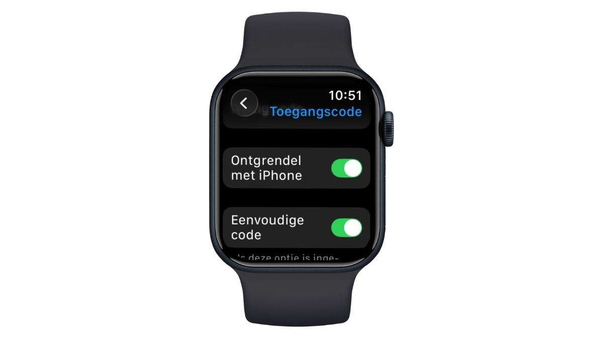 Instellingen voor de toegangscode op de Apple Watch