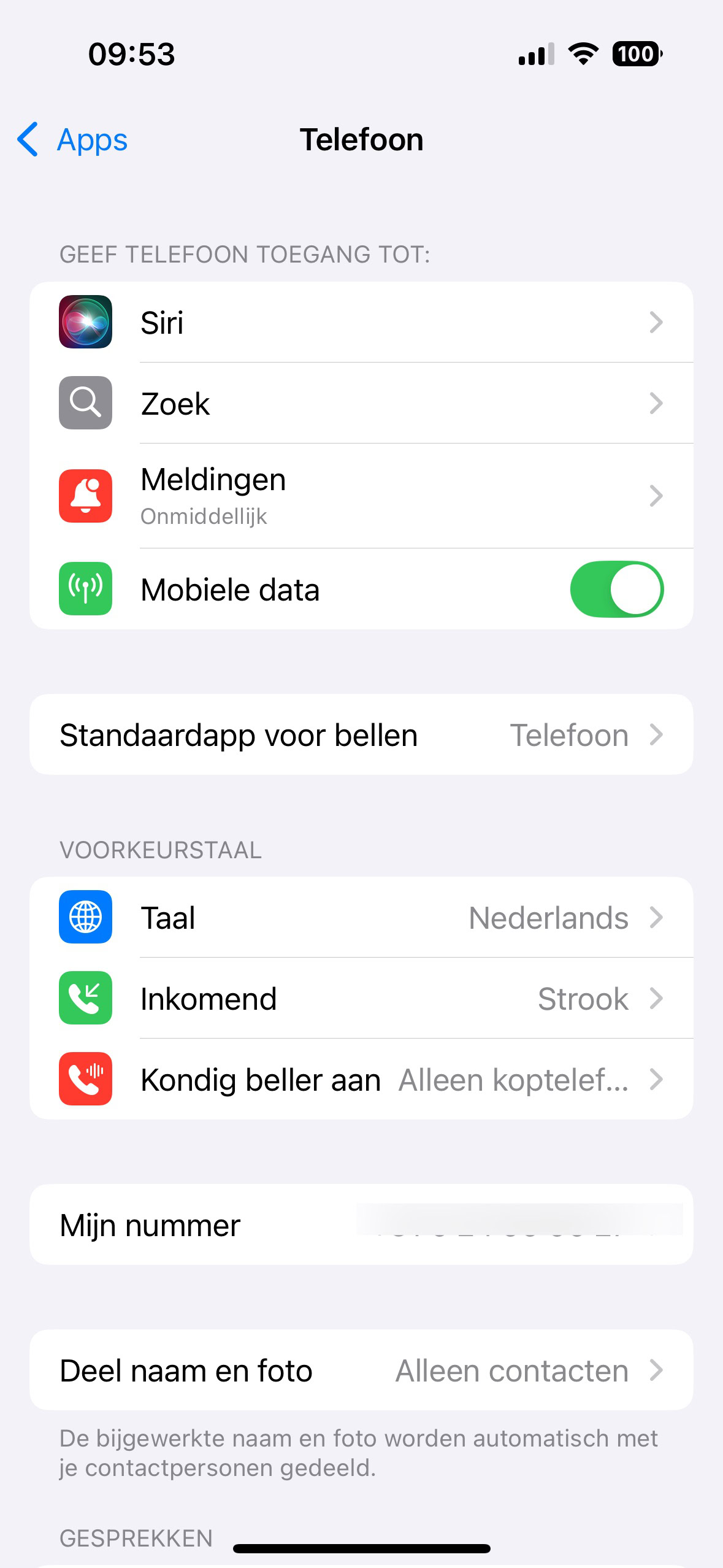 Vind je nummer in de Instellingen