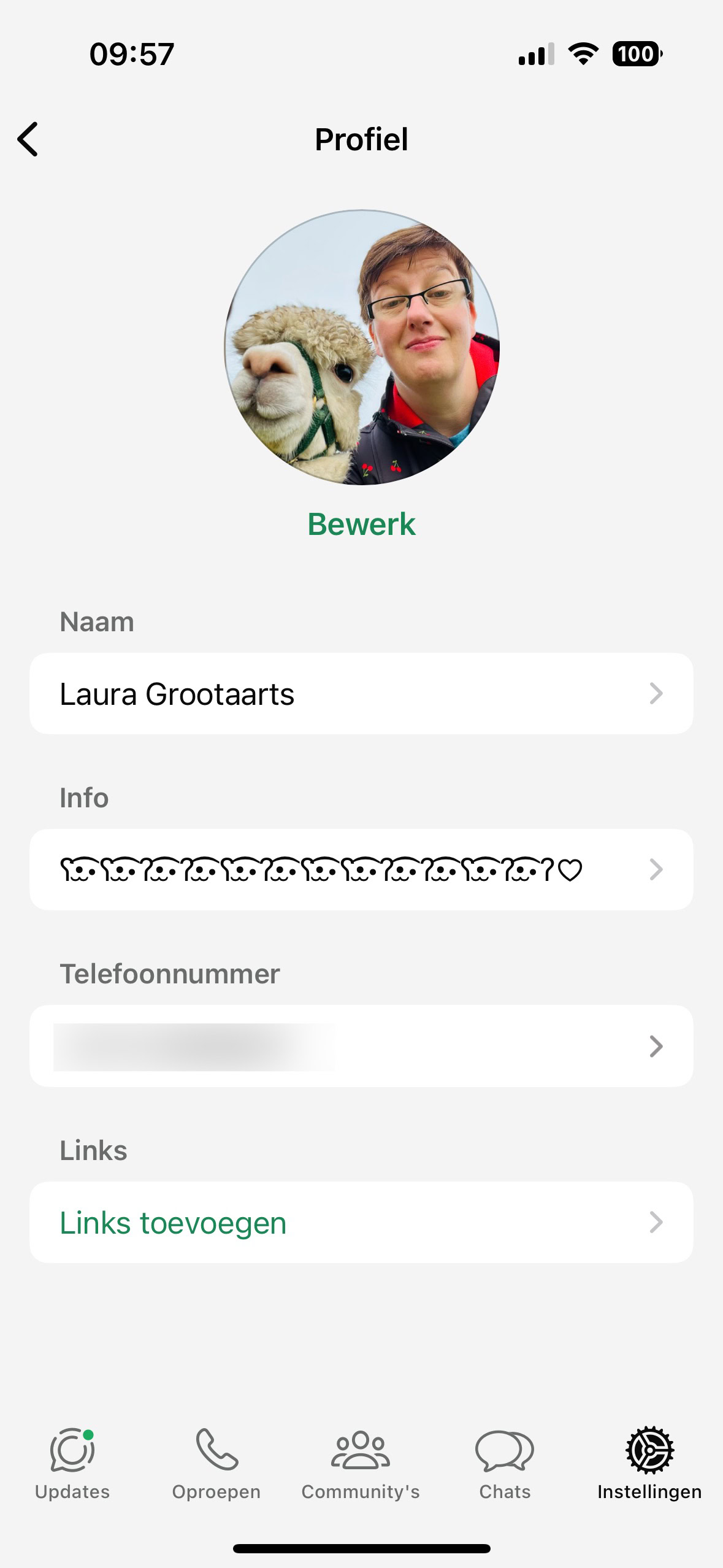 Je nummer in WhatsApp