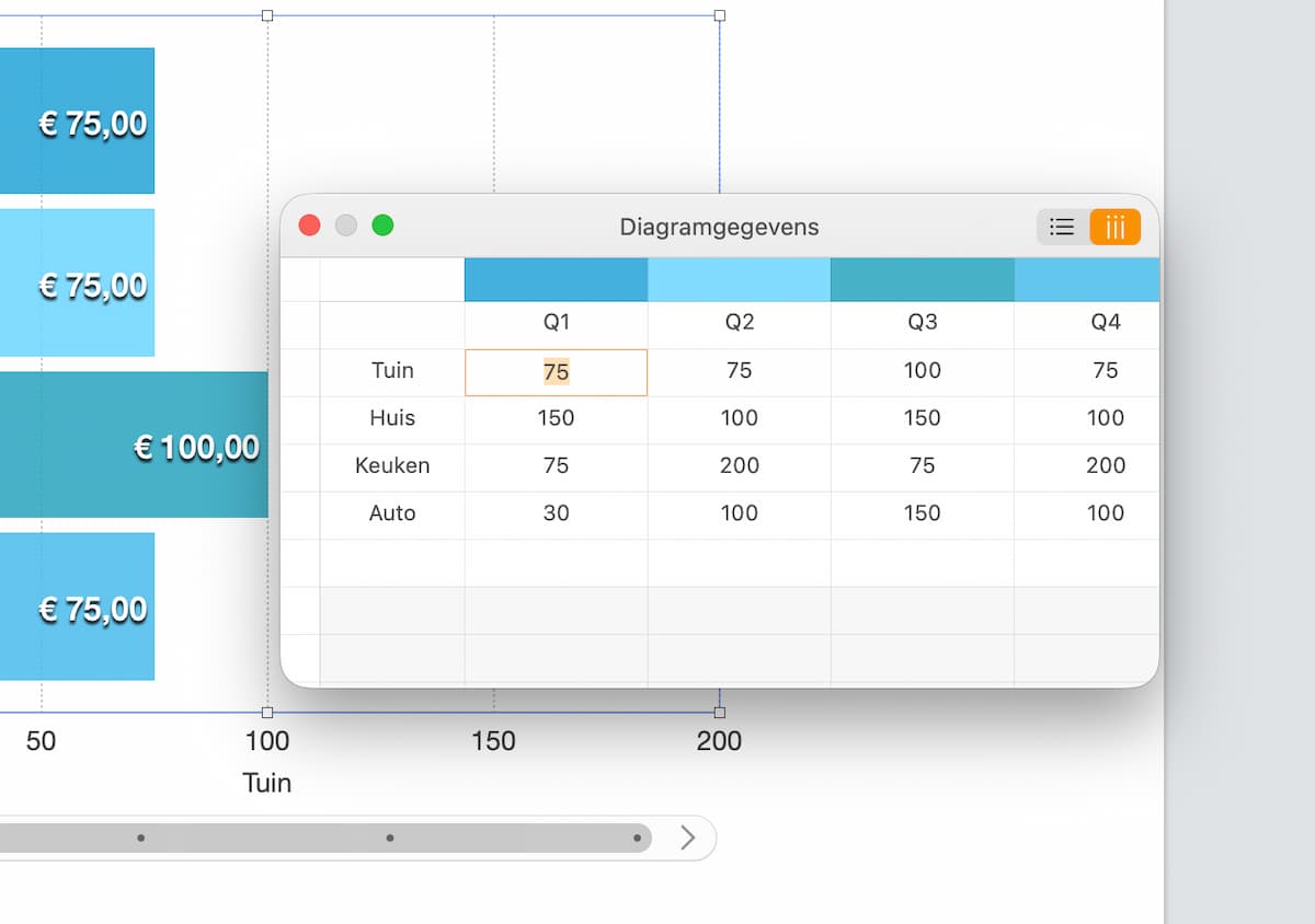 Instructiefoto: Set en balken omdraaien
