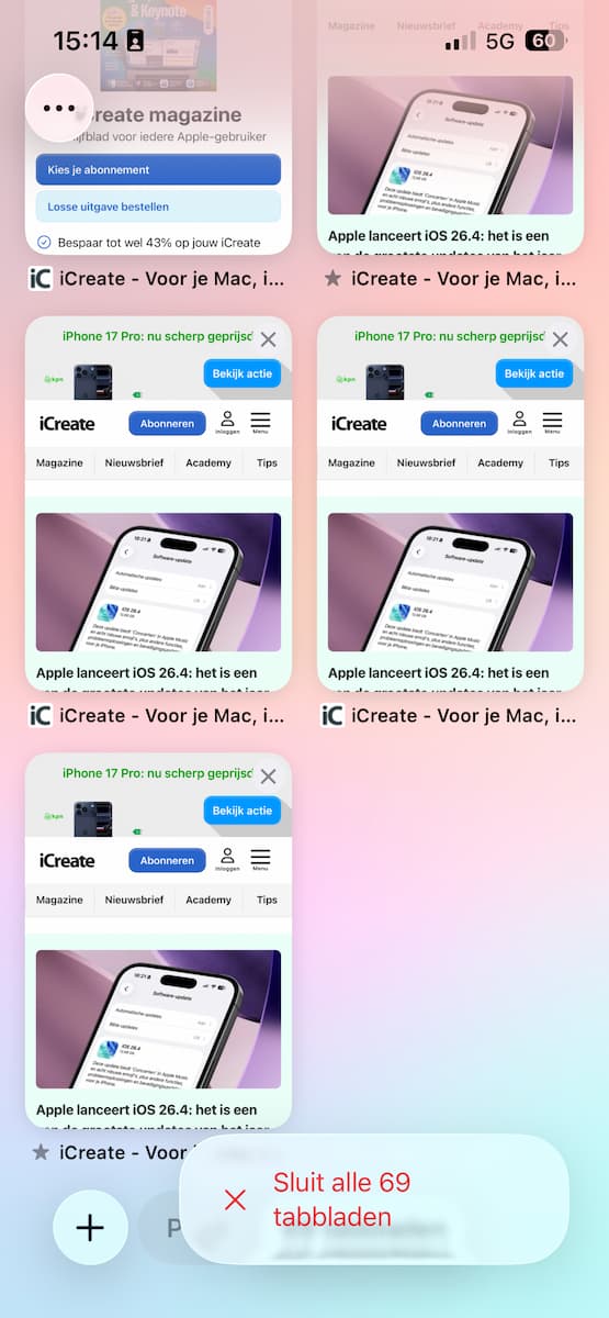 Instructiefoto: Sneller tabbladen sluiten in Safari