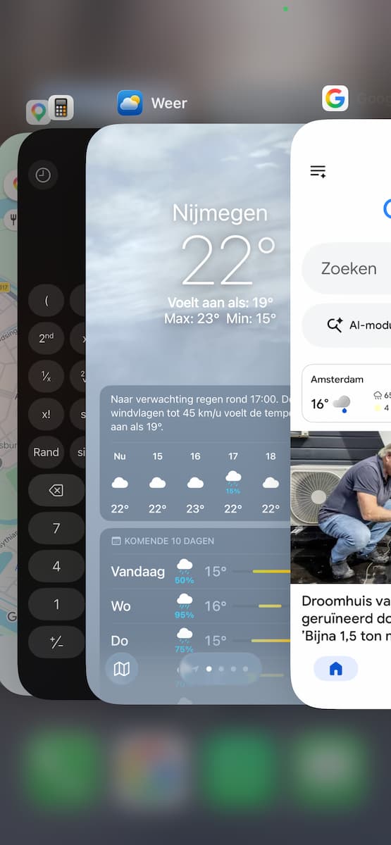 Instructiefoto: 'Sluit openstaande apps af want die vreten batterij'
