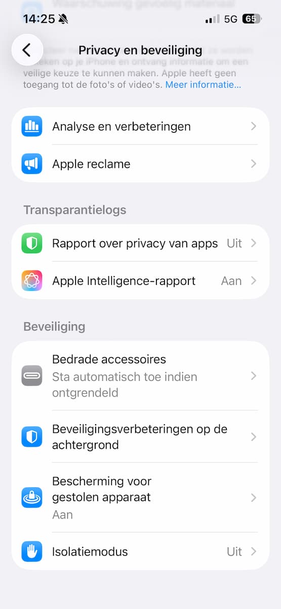 Instructiefoto: Privacy zoeken