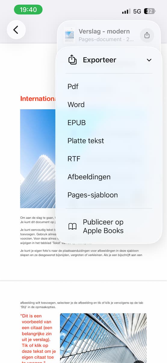 Instructiefoto: Van Pages naar Apple Boeken