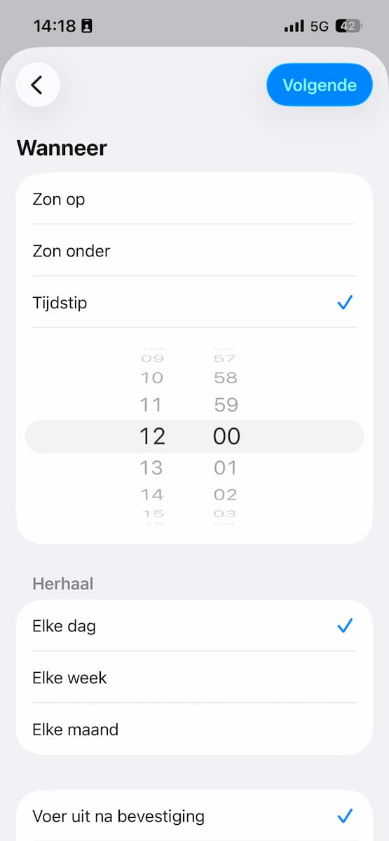 Instructiefoto: Tijdstip
