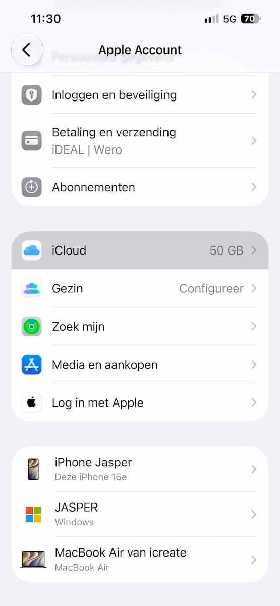 Instructiefoto: iCloud