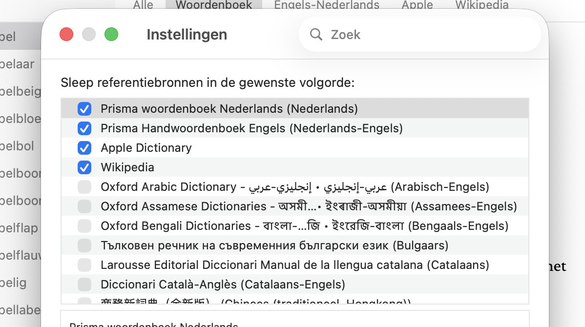 Instructiefoto: Woordenboek toevoegen