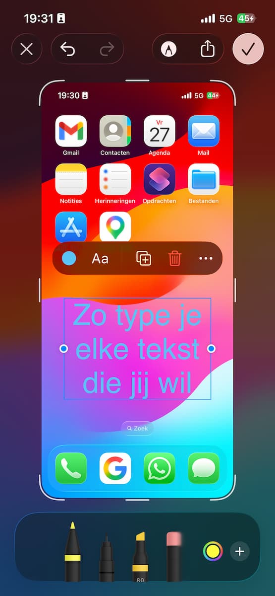 Instructiefoto: Getypte tekst