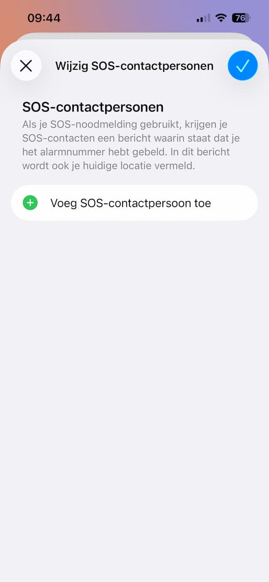 Instructiefoto: SOS-contactpersonen