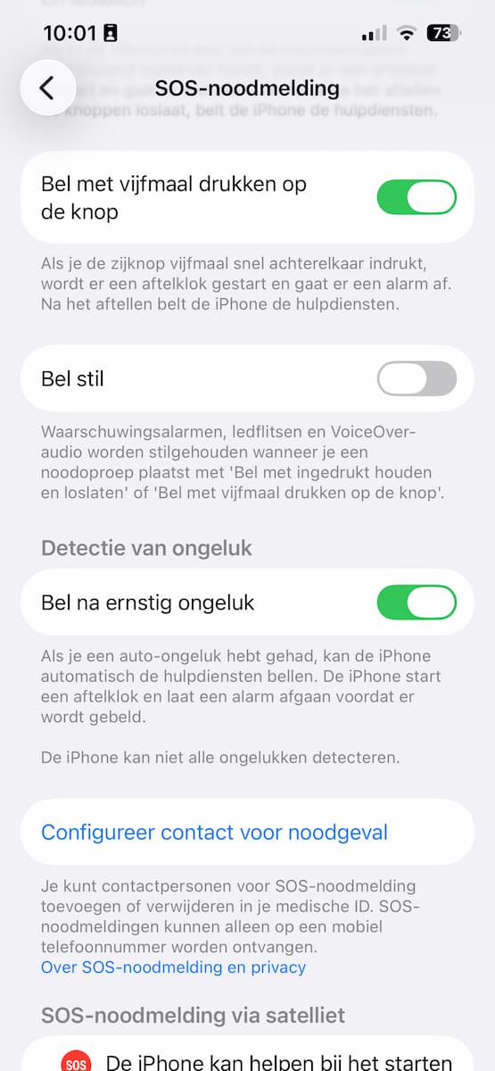Instructiefoto: Bel met vijfmaal drukken op de knop