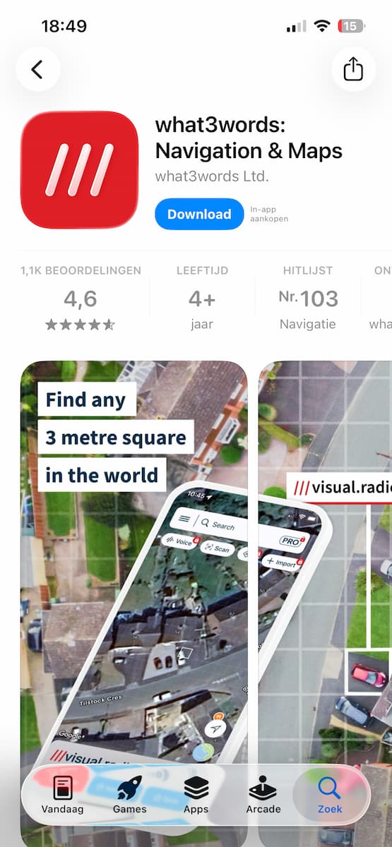 Instructiefoto: What3words