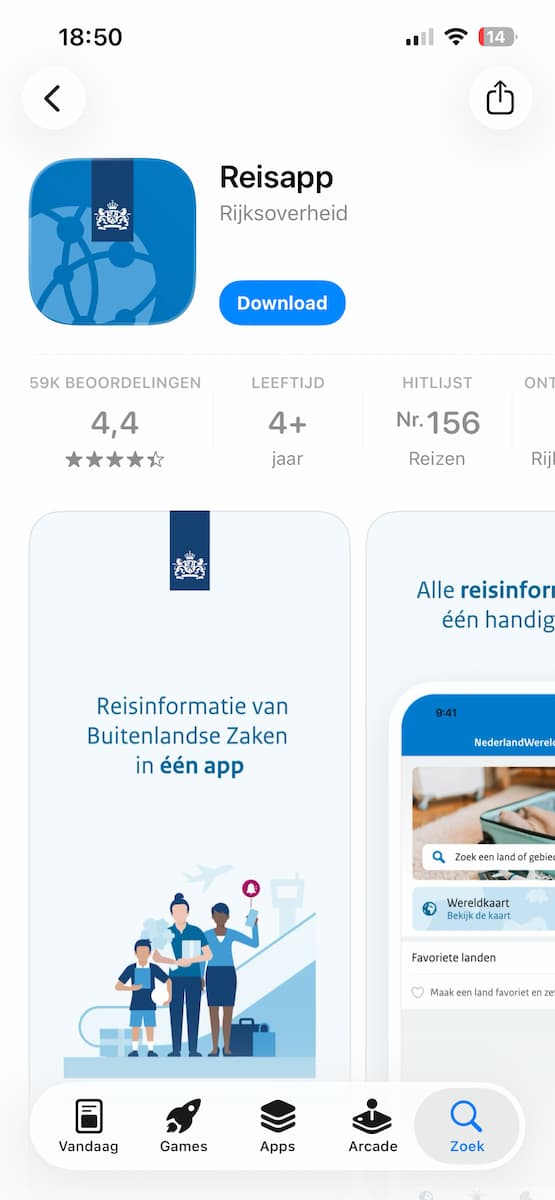 Instructiefoto: Reisapp