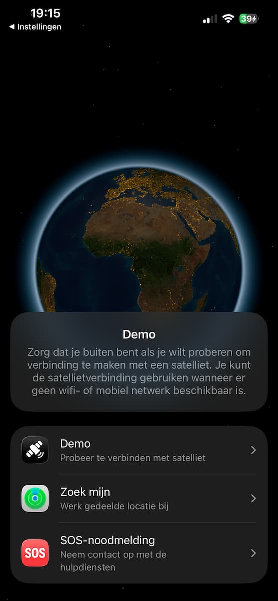 Instructiefoto: Ook 'Zoek mijn' werkt nu via satelliet