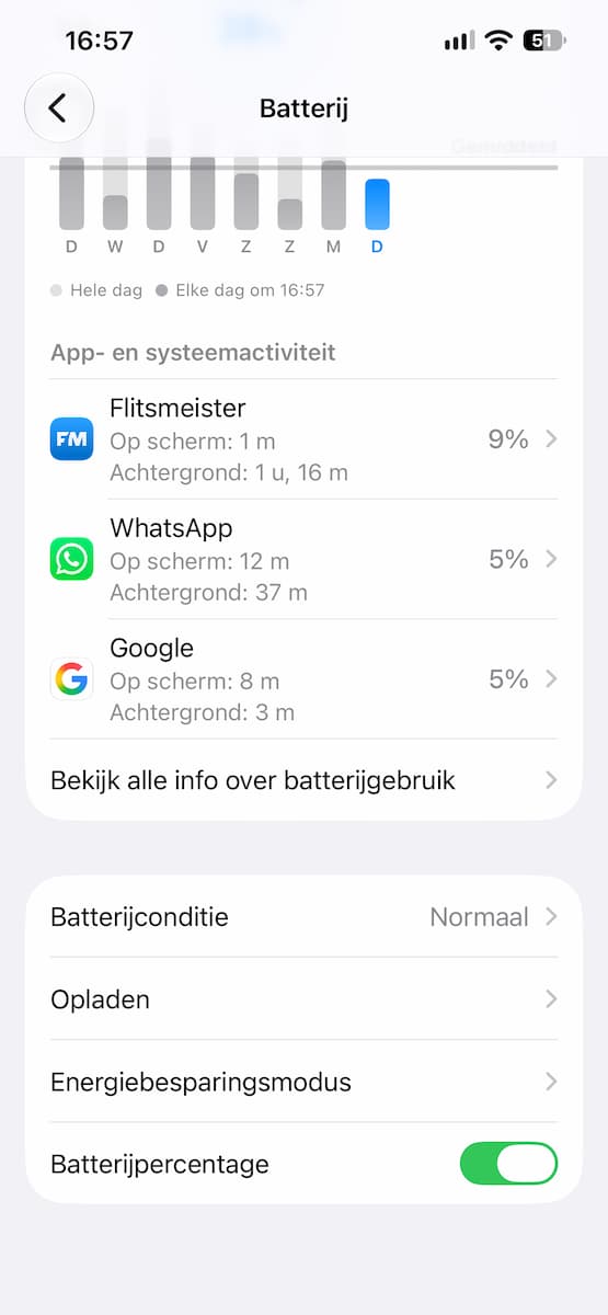 Instructiefoto: Geef het batterijpercentage weer