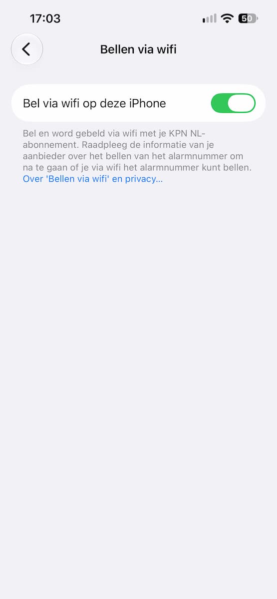 Instructiefoto: Activeer bellen via wifi