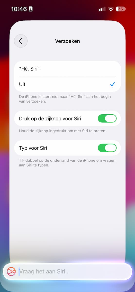 Instructiefoto: Typen naar Siri