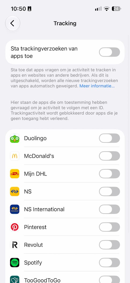 Instructiefoto: Schakel app-tracking uit