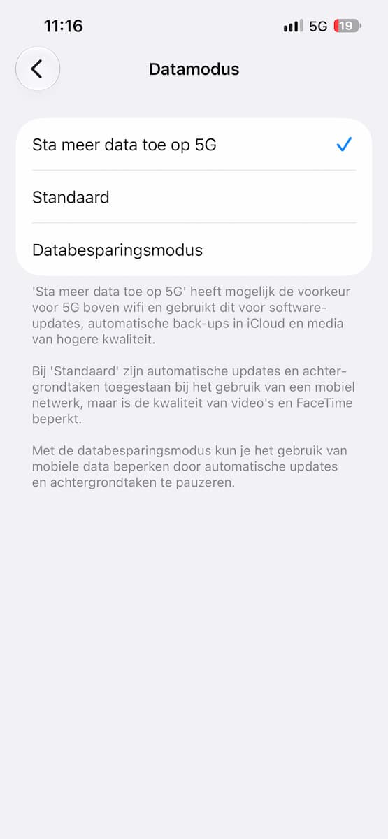 Instructiefoto: Meer gegevens op 5G