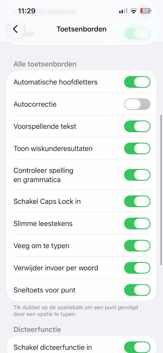 Instructiefoto: Schakel autocorrectie uit
