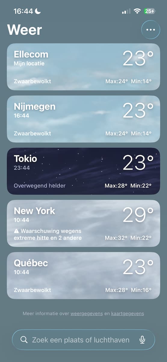 Instructiefoto: Lijst met locaties