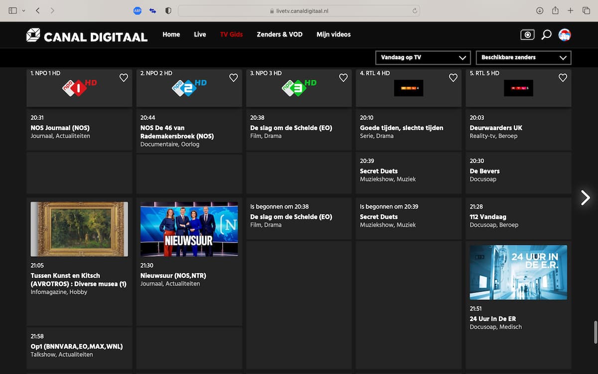 TV kijken op Canal Digitaal