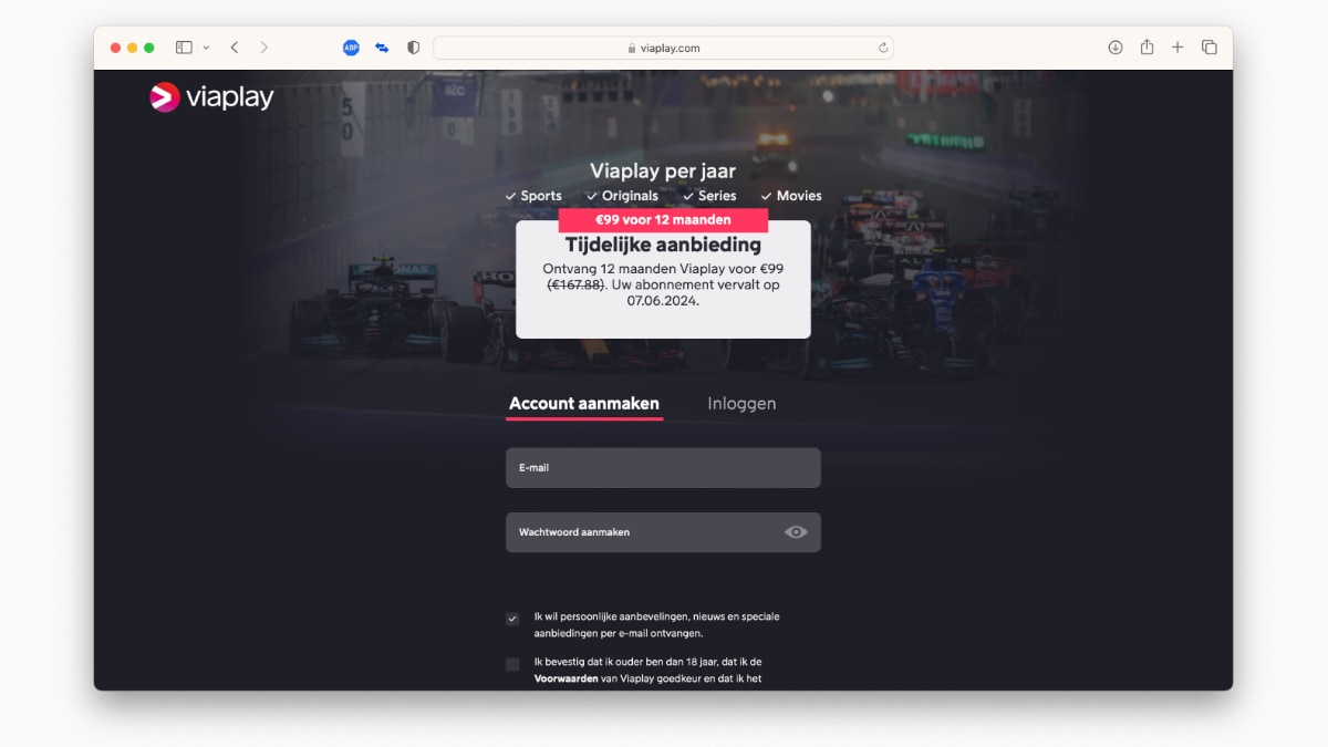 Viaplay actie jaarabonnement