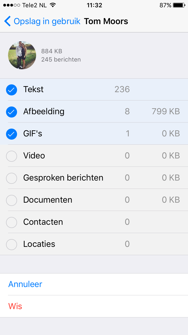 WhatsApp inhoud gesprek wissen