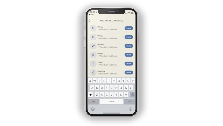 Clubhouse invite versturen