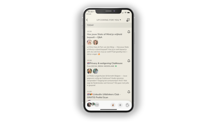 Clubhouse upcoming rooms