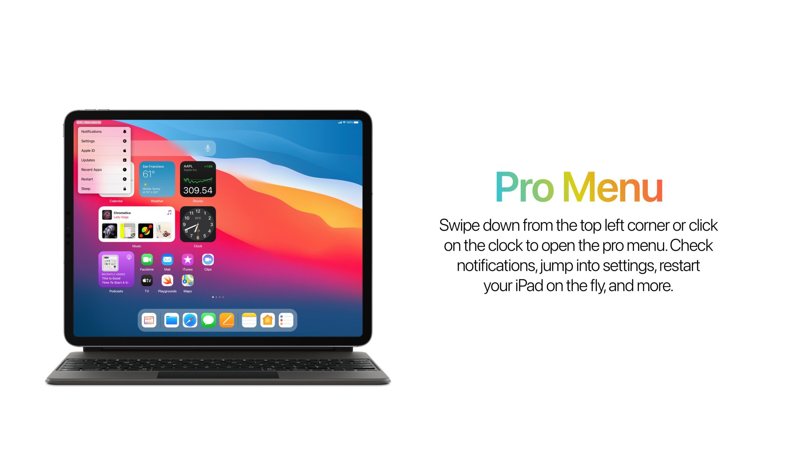 Pro menu ipad
