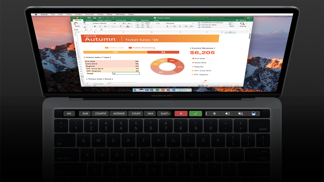 Touch Bar Excel