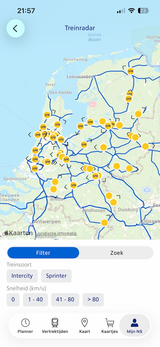 Instructiefoto: Treinradar