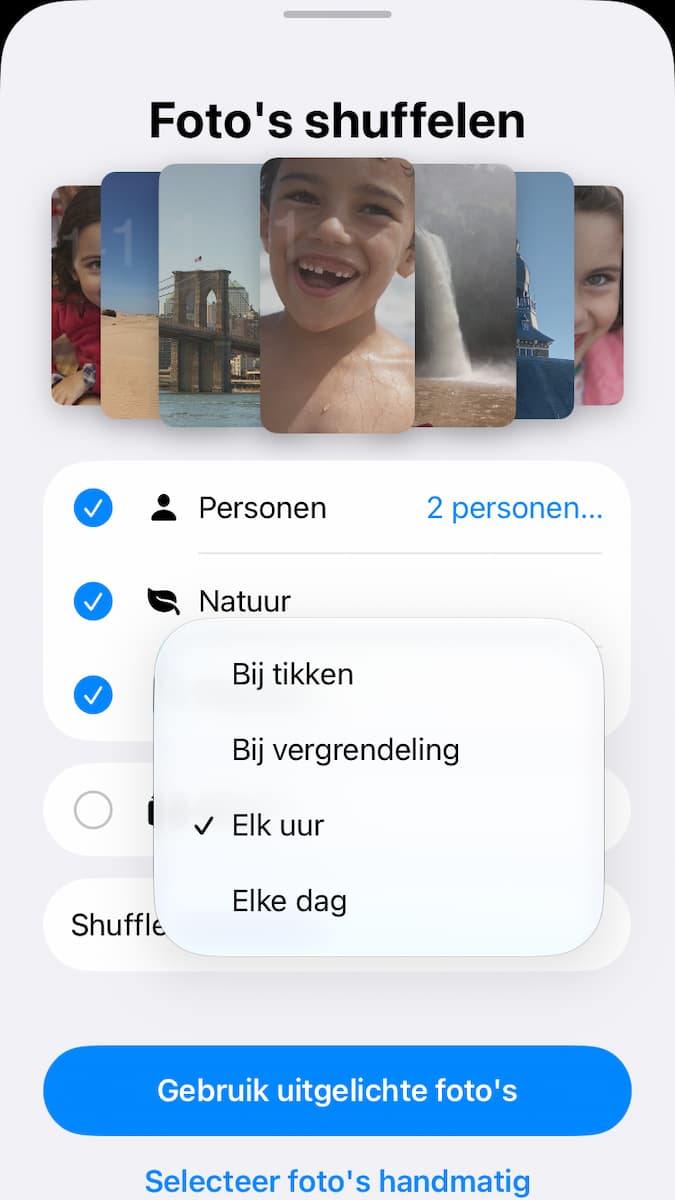 Instructiefoto: Shuffle-frequentie