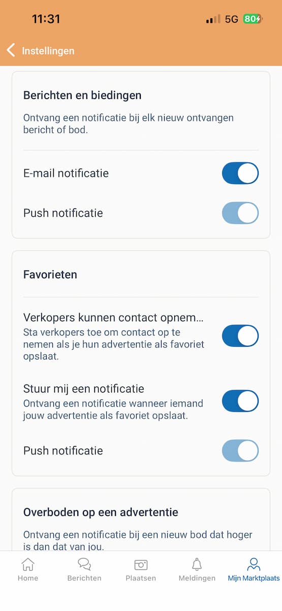Instructiefoto: Notificaties aanpassen