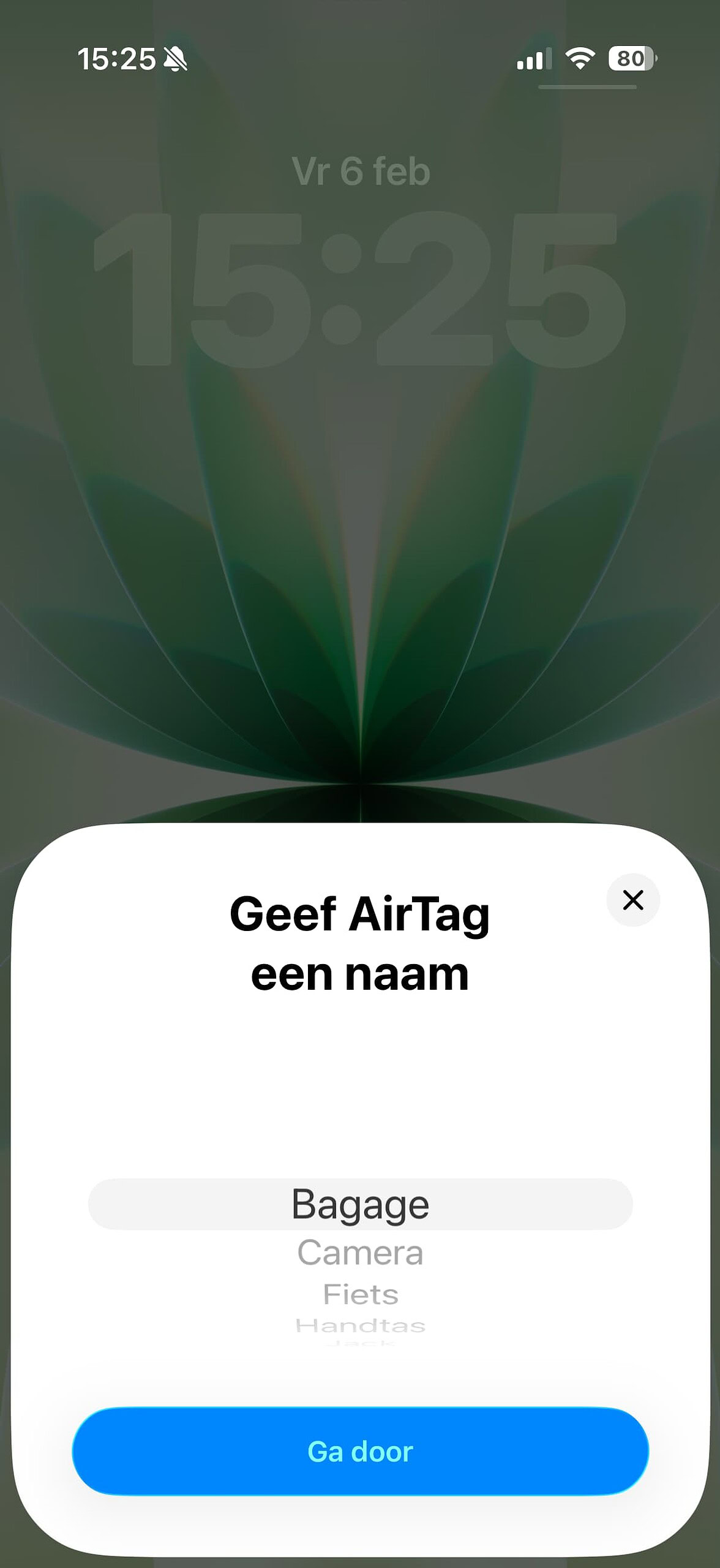 Kies een naam voor de Airtag