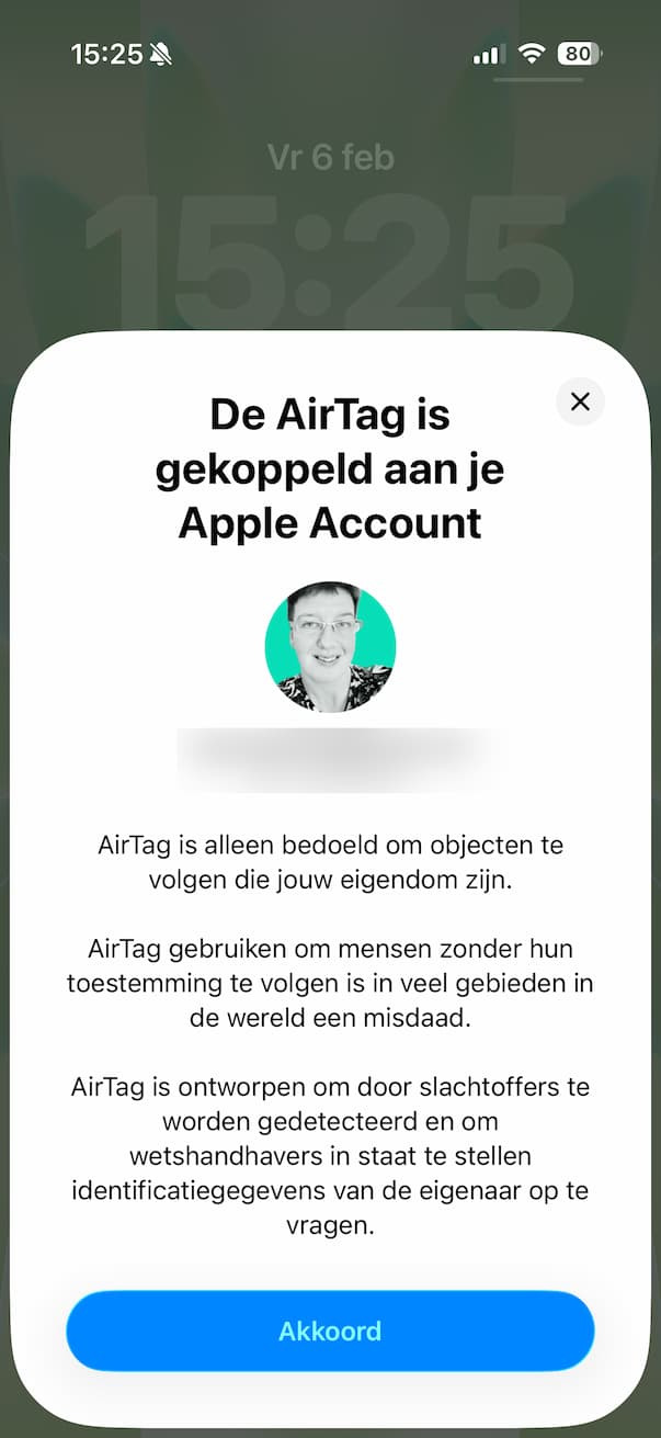 De AirTag is gekoppeld