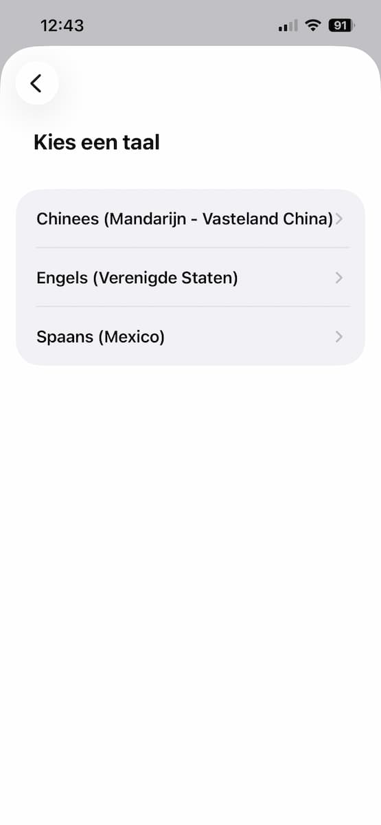 Instructiefoto: Kies een taal