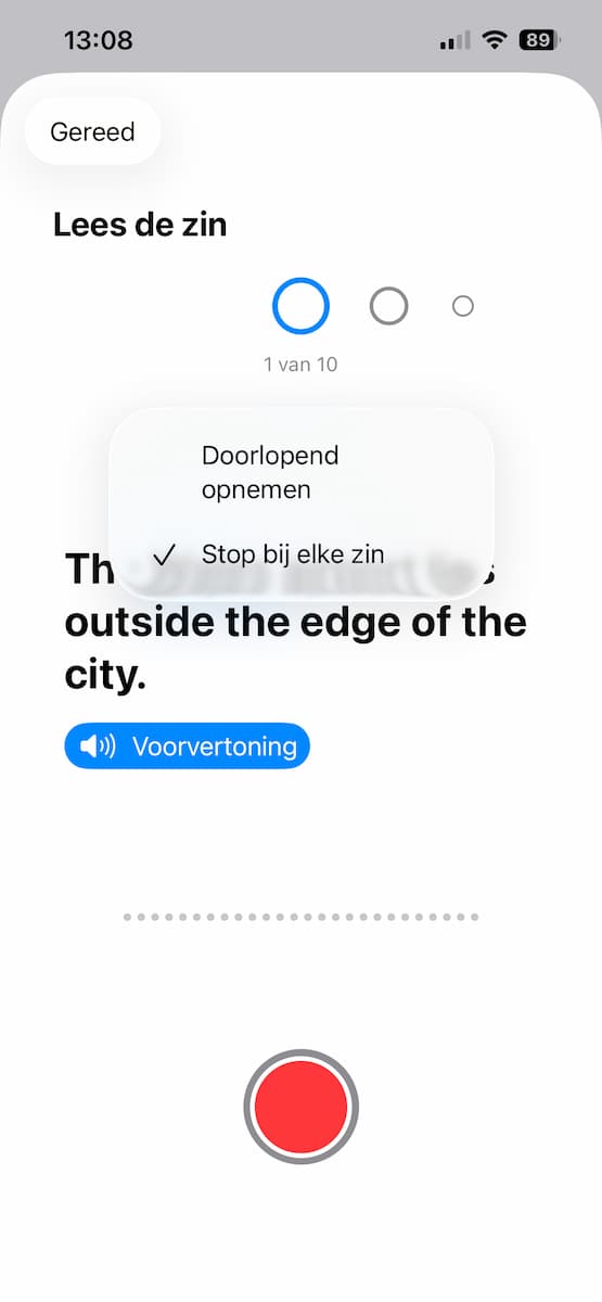 Instructiefoto: Doorlopend opnemen