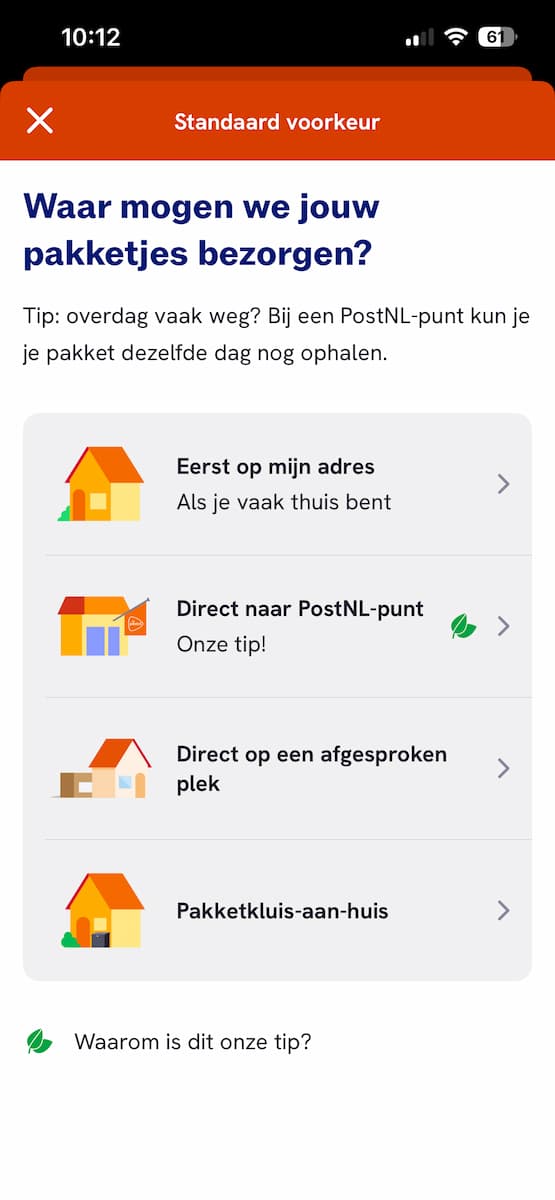 Instructiefoto: Bezorgvoorkeuren