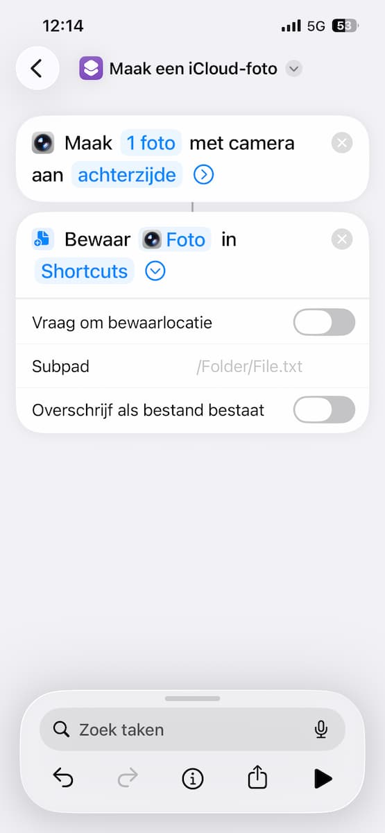 Instructiefoto: Een vaste bewaarlocatie