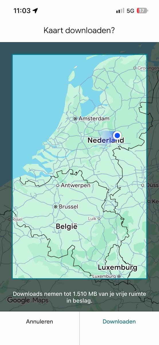 Instructiefoto: Offline kaarten