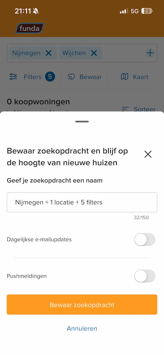 Instructiefoto: Zoekopdracht opslaan