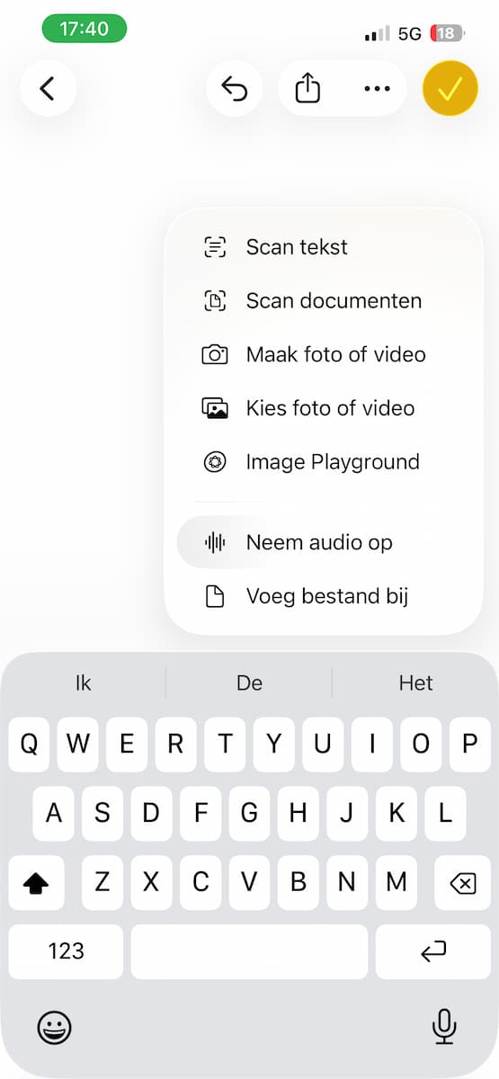 Instructiefoto: Opname starten