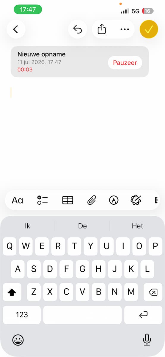 Instructiefoto: Opnemen en schrijven tegelijk