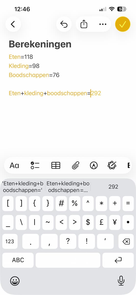 Instructiefoto: Uitgaven bij elkaar optellen
